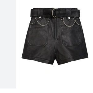 SOLD OUT - THE KOOPLES  - Women's Chain Belt Leather Shorts In Black